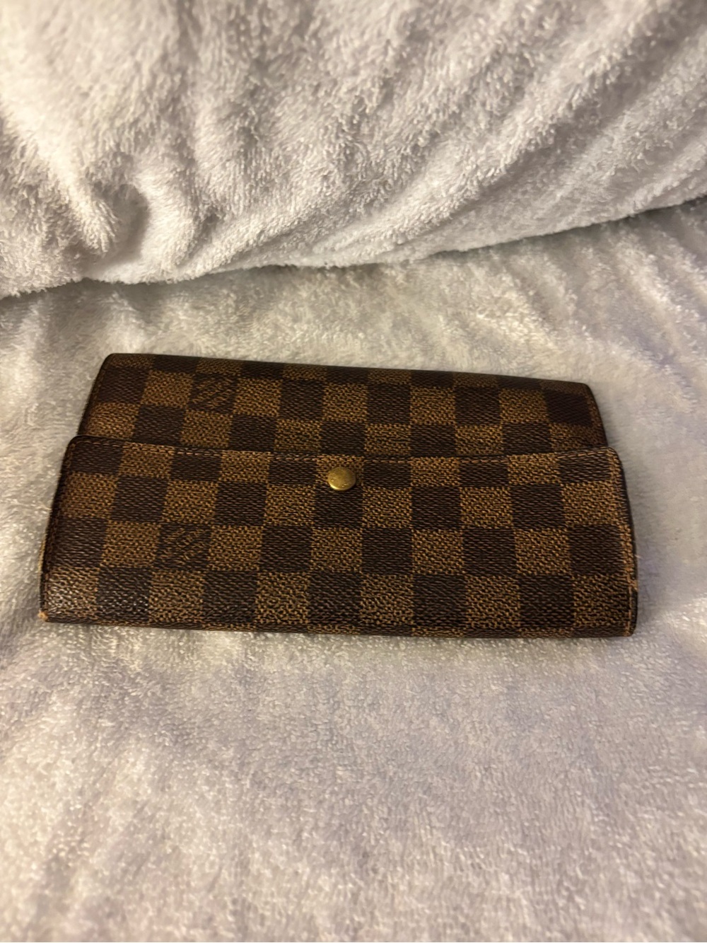 Louis Vuitton Brown Checkered Button Wallet